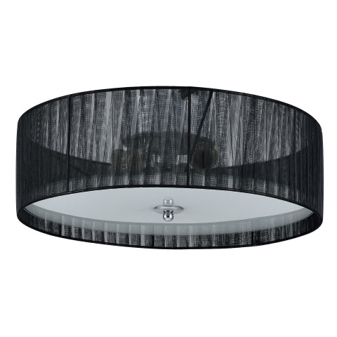 Plafonnier moderne lustre design lampe à suspension salon diamètre 40 cm tissu verre noir blanc 
