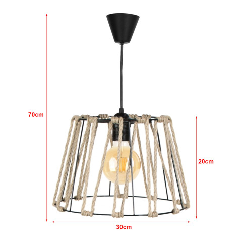 Lustre lampe lumière suspendu suspension e27 hauteur 70 cm noir helloshop26 03_0008817