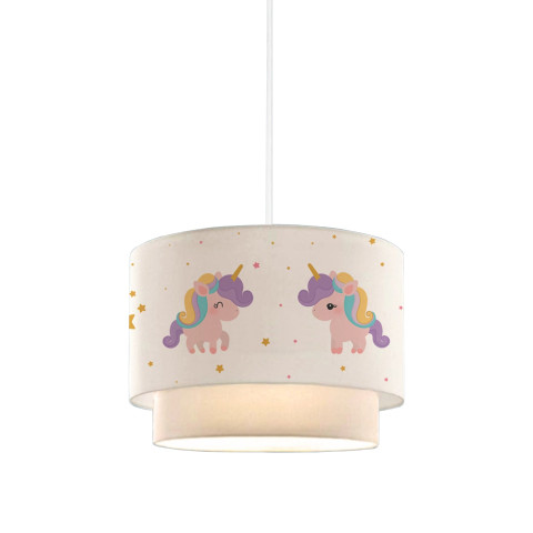 Lustre lampe lumière suspendu suspension pour enfant e27 70 cm motif de licorne helloshop26 03_0007548