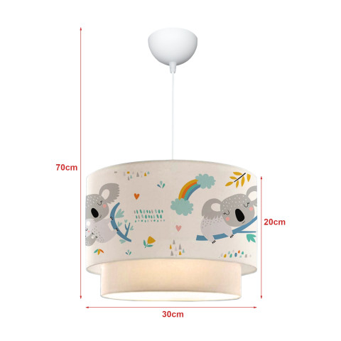 Lustre lampe lumière suspendu suspension pour enfant e27 70 cm motif de koala helloshop26 03_0007546