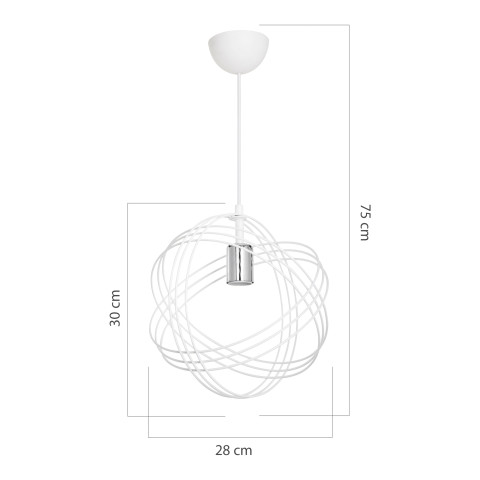 Lustre lampe lumière suspendu suspension en métal 75 cm e27 blanc / argenté helloshop26 03_0007508