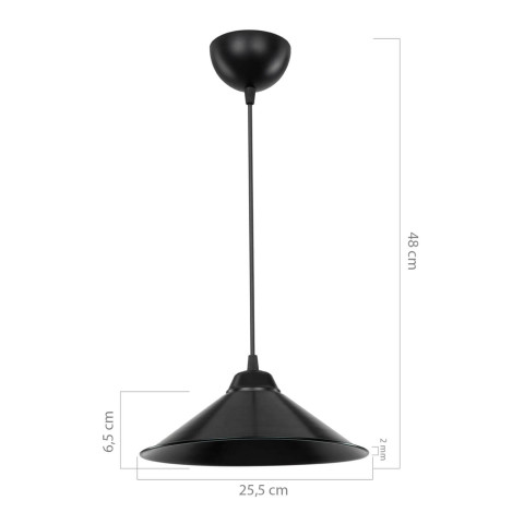 Lustre lampe lumière suspendu suspension en plastique hauteur 48 cm e27 noir helloshop26 03_0007501