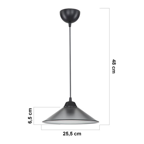 Lustre lampe lumière suspendu suspension en plastique hauteur 48 cm e27 noir / gris helloshop26 03_0007500