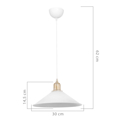 Lustre lampe lumière suspendu suspension en plastique hauteur 62 cm e27 blanc / bronze patiné helloshop26 03_0007503