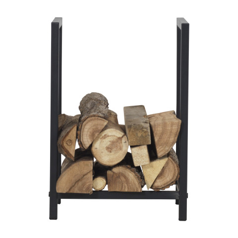 Range-bûches pour usage intérieur extérieur porte-bûches design support rangement bois de chauffage en acier 40 x 30 x 50 cm noir helloshop26 03_0006295