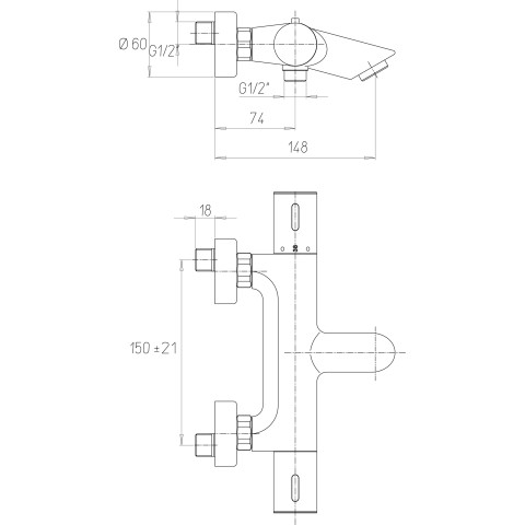 Mitigeur Thermostatique de Baignoire NF LINEATHERM by Eurosanit