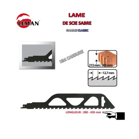 1 lame de scie sabre long 455mm pas 12,5mm brique / parpaing / béton cellulaire 7719.01