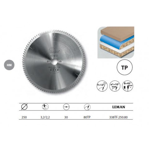 Lame carbure de finition mise à format 250x30x80tp bois stratifiés - 338tf.250.80