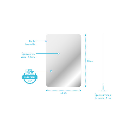 Miroir salle de bain - 40x60cm - GO - MIR045