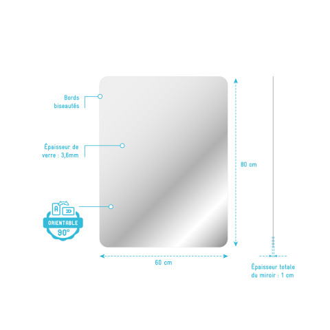 Specchio reversibile - 80x60cm go rectangular 60