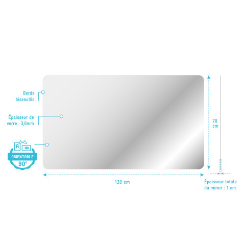 Miroir réversible - 120x70cm go rectangular 120