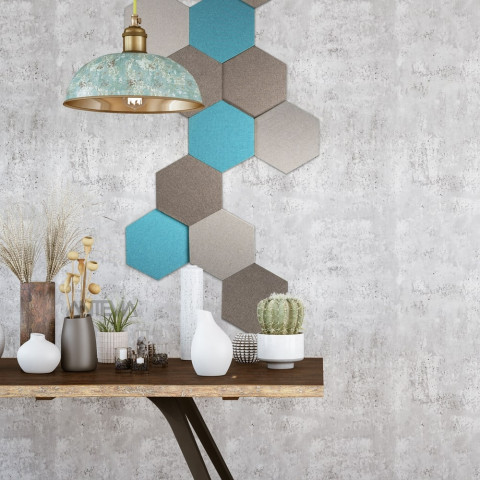 Panneau acoustique mural et plafond (décoratif design) - Epaisseur 24mm - Hexagone gris chiné