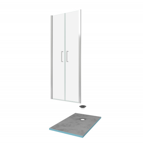Pack paroi de douche 90x200 cm + receveur de douche a carreler 90x140 recoupable Aurlane - PACF079