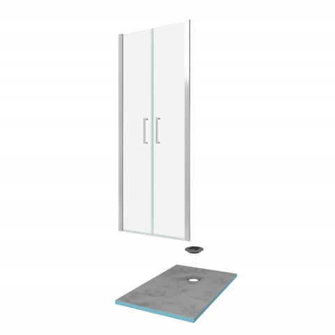 Pack paroi de douche 90x200 cm + receveur de douche a carreler 90x140 recoupable Aurlane - PACF080