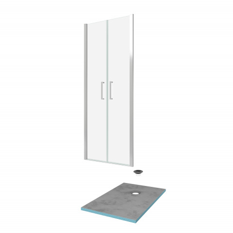 Pack paroi de douche 90x200 cm + receveur de douche a carreler 90x160 recoupable Aurlane - PACF081
