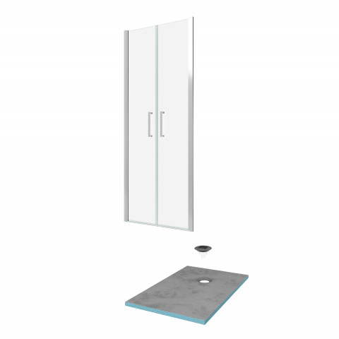 Pack paroi de douche 90x200 cm + receveur de douche a carreler 90x160 recoupable Aurlane - PACF082