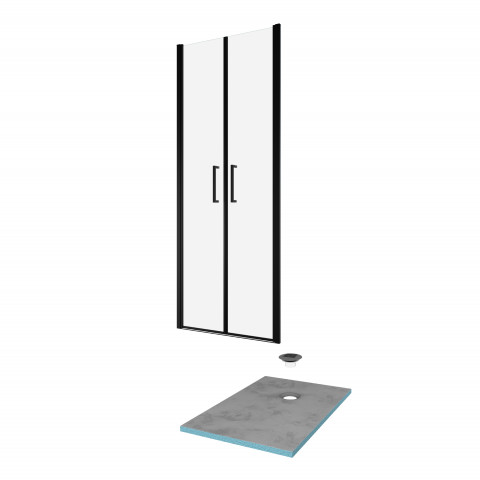 Pack paroi de douche 90x200 cm + receveur de douche a carreler 90x140 recoupable Aurlane - PACF085