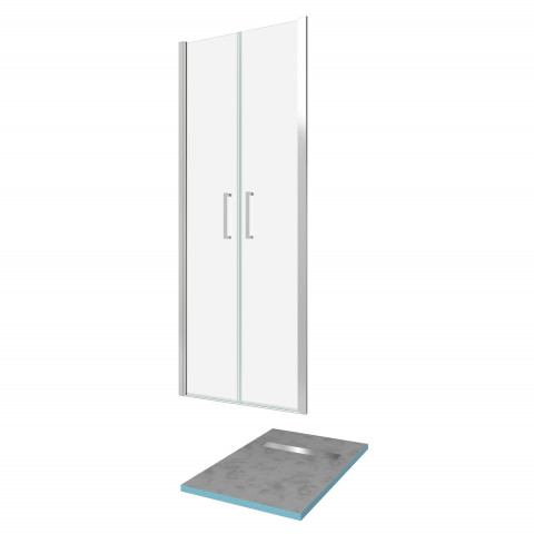 Pack paroi de douche 80x200 cm + receveur de douche a carreler 80x120 recoupable Aurlane - PACF089