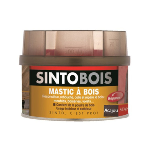 Mastic SINTOBOIS + Tube durcisseur SINTO - Acajou - Boite 1 L - 23772