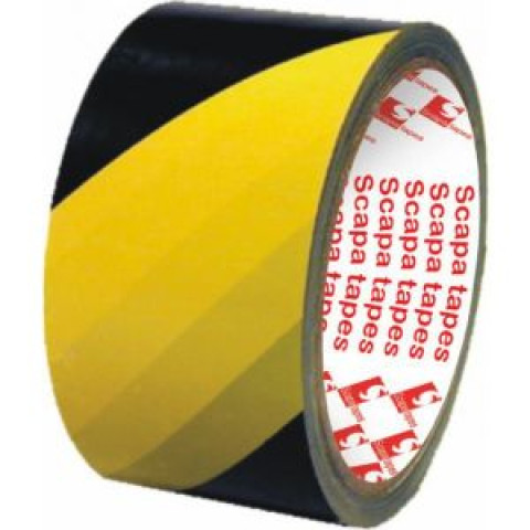 Ruban adhésif PVC zèbre 16/100 mm 33x75 SCAPA Jaune/Noir 2724 - 149459