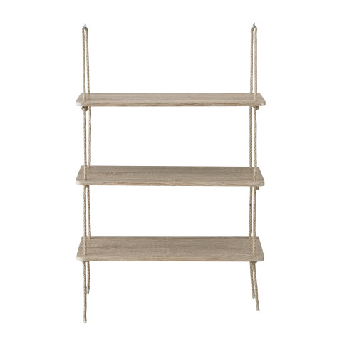 Étagère murale avec 3 tablettes avec fixation de corde 60 cm aspect en bois