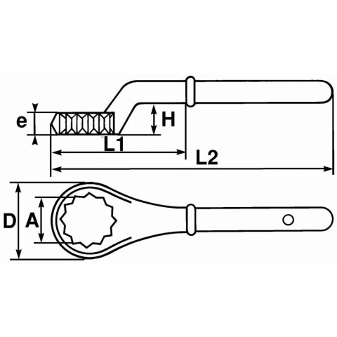 Clé polygonale contre-coudee gros effort 55 mm SAM - 10955