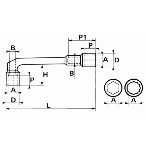 Clé à pipe debouchee 6/6 pans 10 mm SAM - 94SD10FME