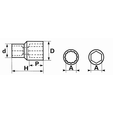 Douille 6 pans 3/4 de 24 mm SAM - CH24