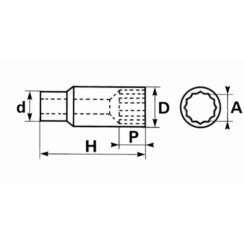 Douille longue 1/2 6 pans 22 mm SAM - SHL22