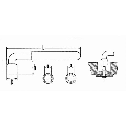 Clé à pipe 1 tete 12 pans isolee 10 mm SAM - Z8010
