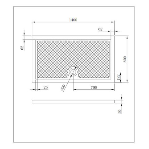 Receveur de douche a poser extra-plat anti-derapant en acrylique blanc rectangle - 140x80cm - bac de douche whiteness 140 Aurlane - SCAB127