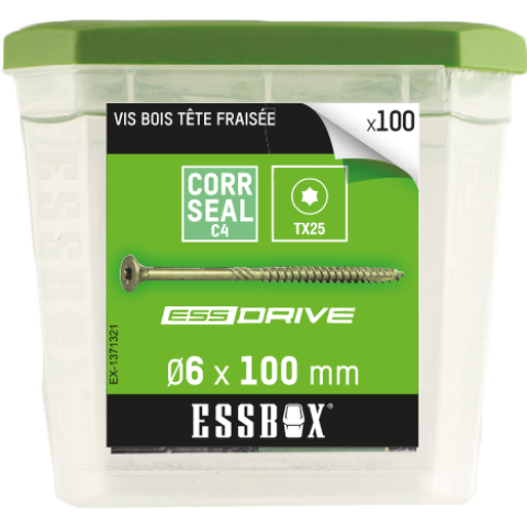 Vis essbox scell-it à bois - ø6 mm x 100 mm - boite de 100 - ex-1371321