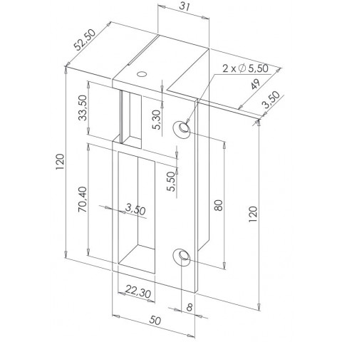 Gâche électrique 2120 version a 12v ac/dc eff eff en applique verticale droite - 2120a---090d-16