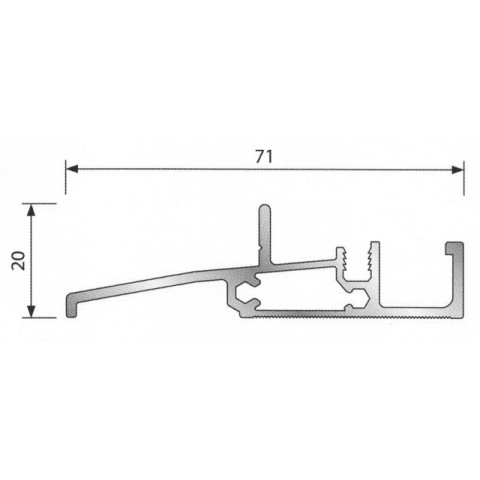 Seuil pour bois à joint sur dormant spécial PMR BILCOCQ - 20x71 mm - anodisé bronze - SP20-BZ