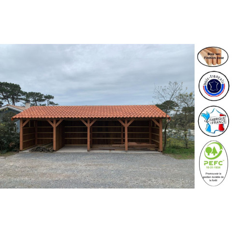 Abri une pente, 300cmx600cm, bois douglas francais, carport, auvent, abri voiture, cpbf-v1p300x600