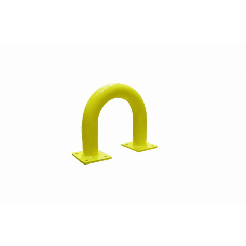 Arceau de protection acier Ø76mm VISO - jaune - 375 x 350 mm - platine de fixation 4 trous 160 x 140 mm - BAR37NJ