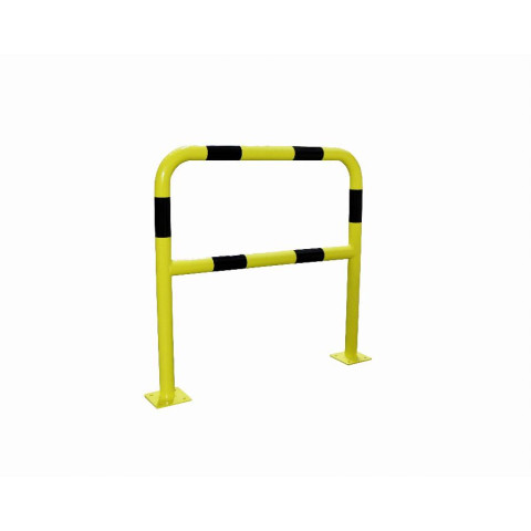 Barrière de protection noire et jaune avec platine 150 x 150 mm VISO - acier galva - 1000 x 1000 m - Ø60 mm - BAR600NJ