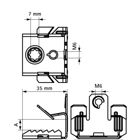 Attache de bord de tôle WALRAVEN BRITCLIPS - FU7 M6 - 3-7 mm - Avec filet intérieur M6 - 51420607