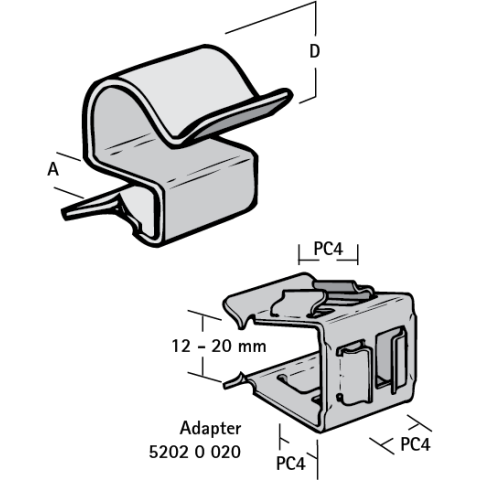Attache de bord de tôle WALRAVEN BRITCLIPS PC12 24 - Poutrelles 8-12 mm Ø 19 - 24 mm - 52022412