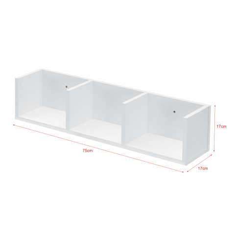 Meuble mural design étagère flottante stylée 3 compartiments de rangement 75 cm - Couleur au choix