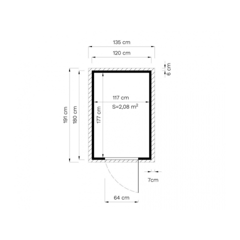 Abri bois BALI - surface : 2.16 m² - 120x180 - épaisseur des murs : 14mm - armoire de jardin - local de stockage - vélo/outils - sans permis travaux