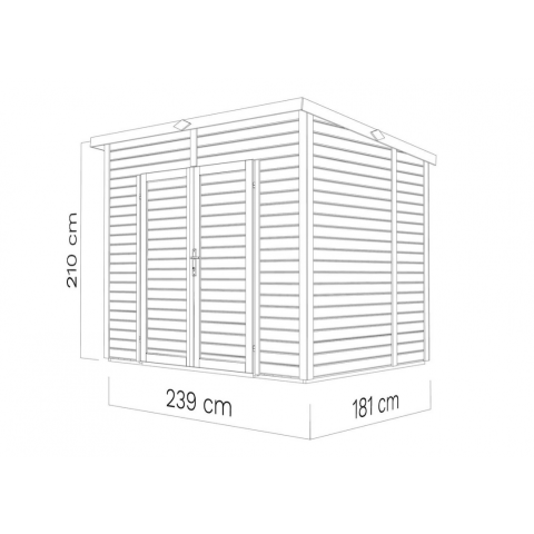 Abri jardin bois MIDWAY 4 - surface : 4.1m² - 244 x 121cm - matériaux résistants - abri adossable - double porte pleine - plancher en bois - cabanon