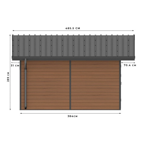 Abri de Jardin Bois Composite BRAGA - 16m2 Brun - Epaisseur des murs : 28 mm - Gouttiere en Aluminium - Composite Anti UV et Intemperies