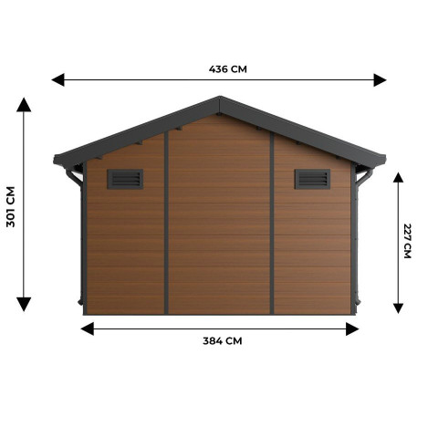 Abri de jardin composite isora - 12m² - epaisseur des madriers : 28mm - cabane atelier / abri velo - menuiseries en aluminium - Couleur au choix