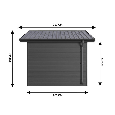 Abri de jardin composite isora - 12m² - epaisseur des madriers : 28mm - cabane atelier / abri velo - menuiseries en aluminium - Couleur au choix