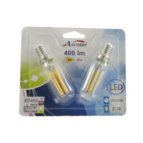 Ampoule led E14 4 watt (eq. 40 watt) - pack de 2 - Couleur eclairage - Blanc chaud 2700°K