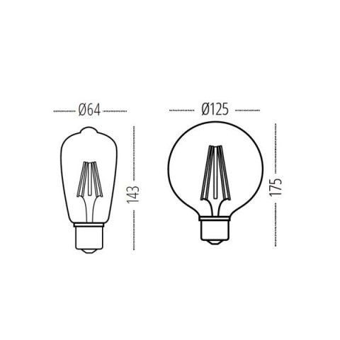 Ampoule led filament e27 st64 4 watt (eq. 30 watt) - couleur - blanc chaud 2500°k