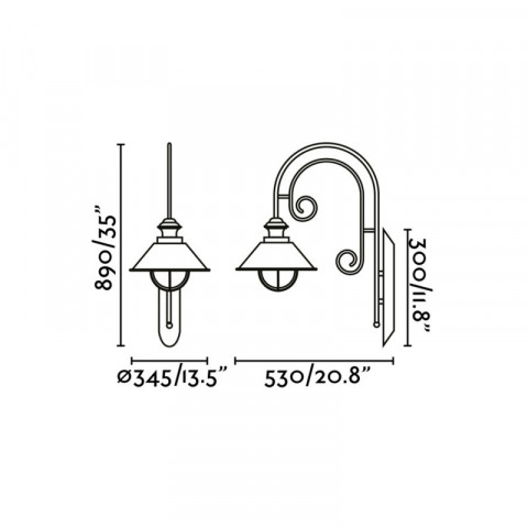 Aplique murale de jardin brun foncé nautica h69 cm 1 ampoule