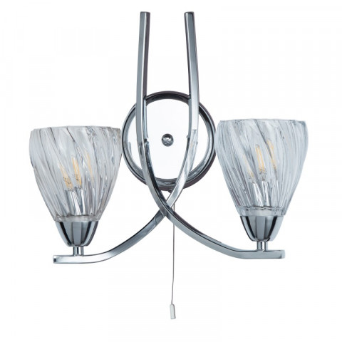 Applique 2 ampoules ascona ii, en chrome et verre