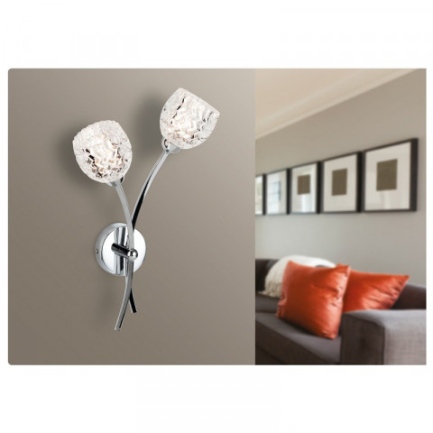 Applique 2 ampoules maple, chrome et verre